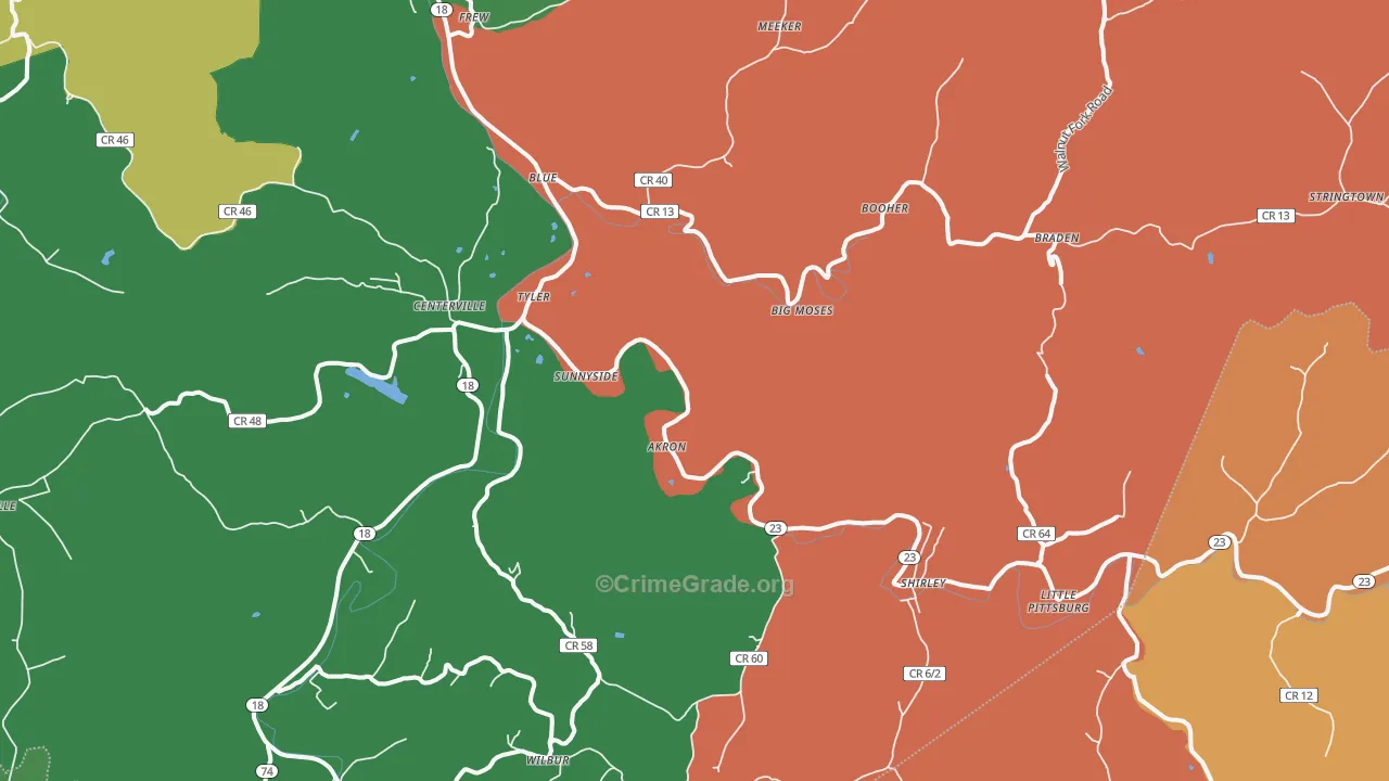 Alma, WV Map of Murder Rates