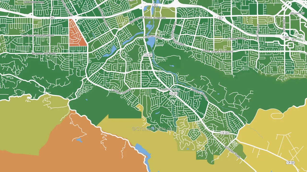 Almaden Valley, San Jose, CA Map of Murder Rates