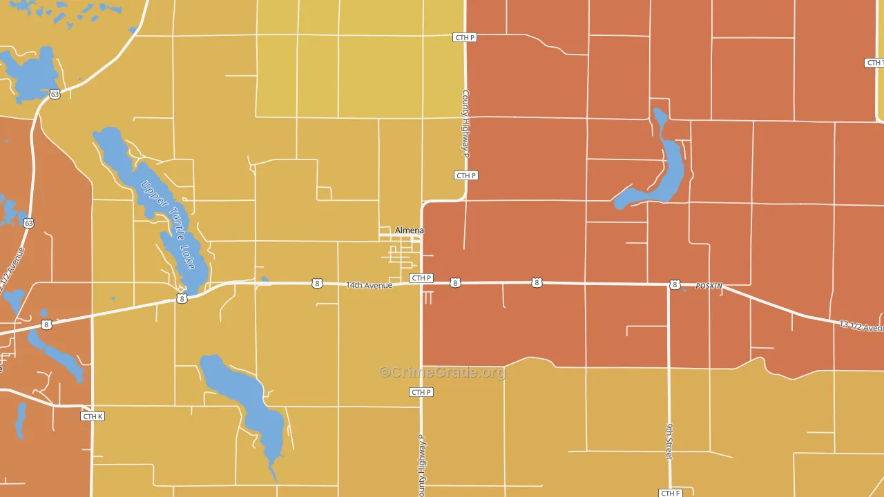 Almena, WI Map of Murder Rates