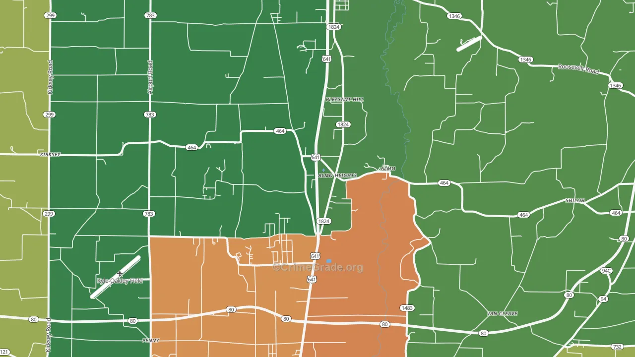 Almo, KY Map of Murder Rates