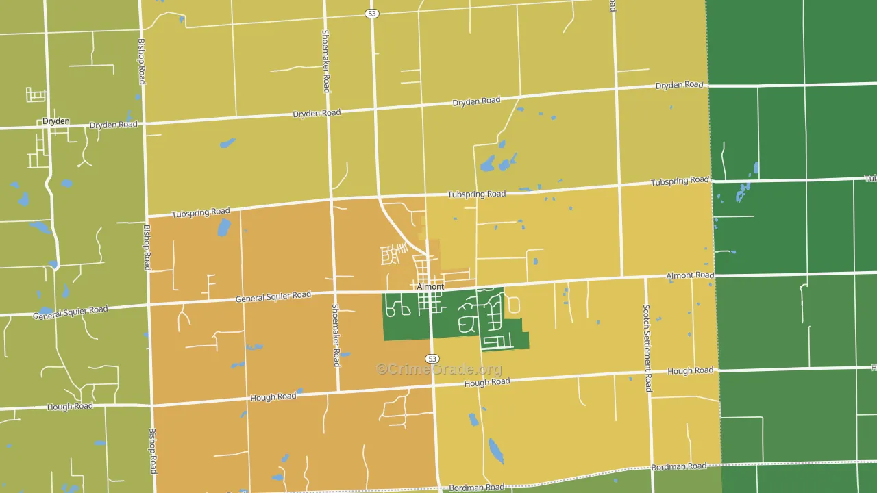 Almont, MI Map of Murder Rates
