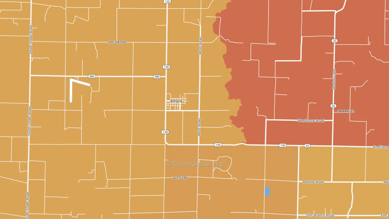 Almyra, AR Map of Murder Rates