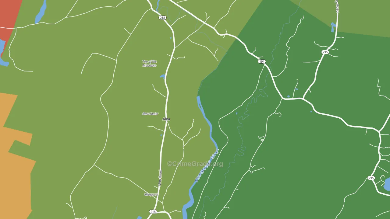 Alna, ME Map of Murder Rates