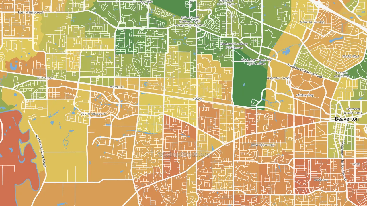 Aloha, OR Map of Murder Rates
