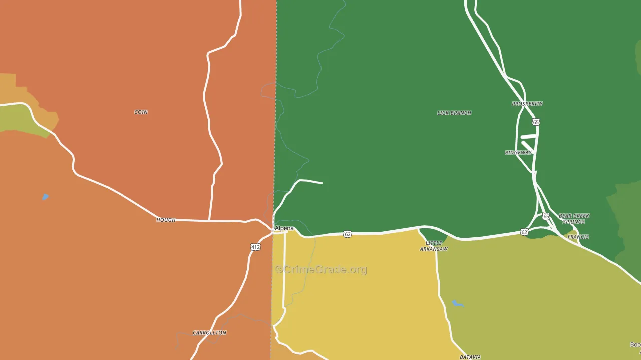 Alpena, AR Map of Murder Rates