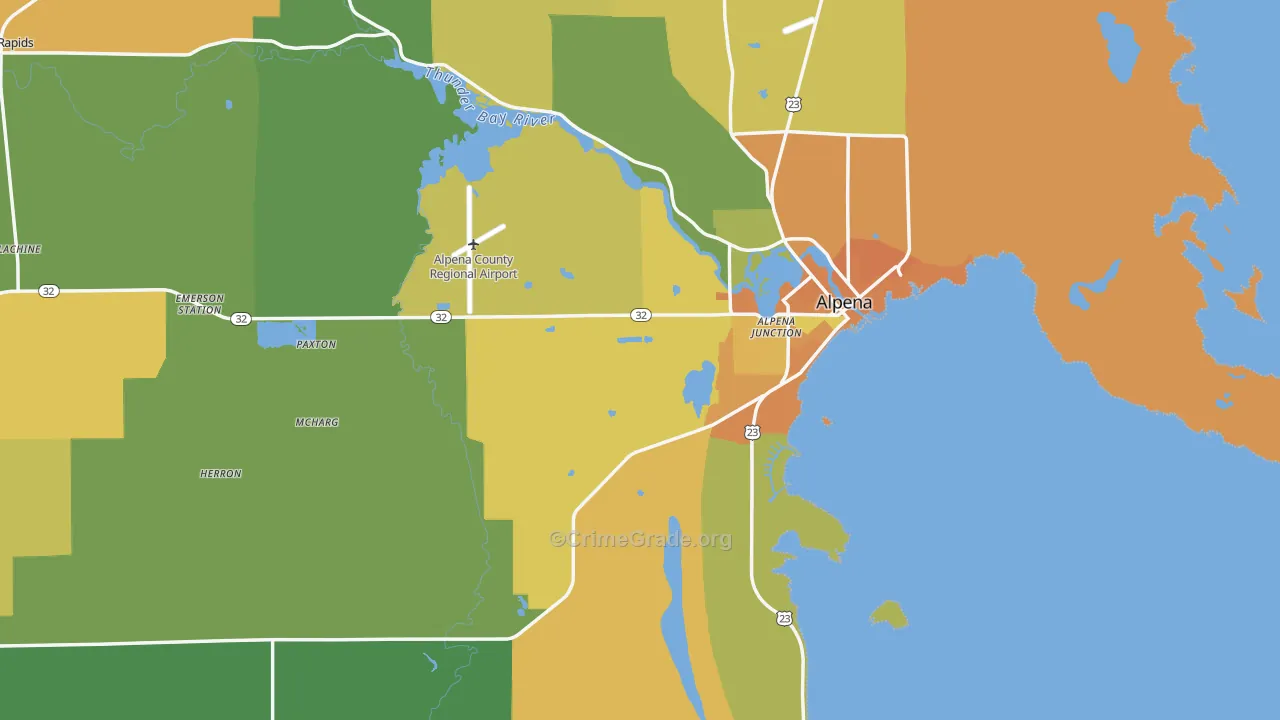 Alpena County, MI Map of Murder Rates
