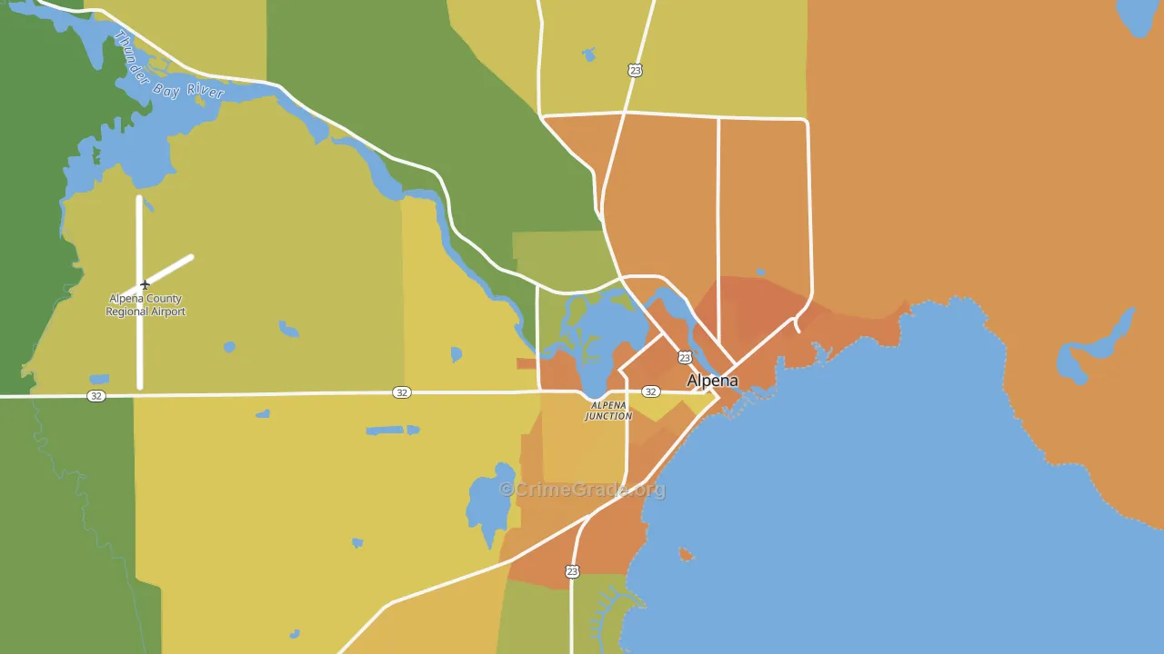 Alpena, MI Map of Murder Rates