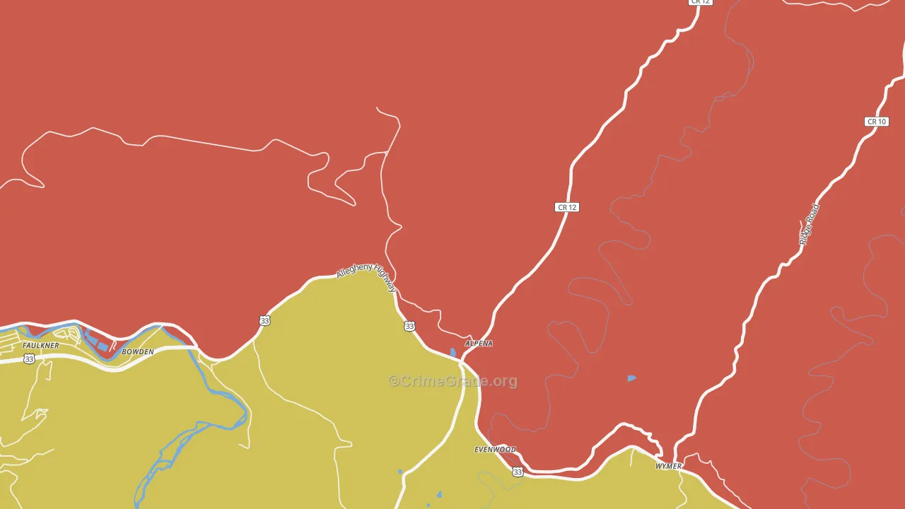 Alpena, WV Map of Murder Rates