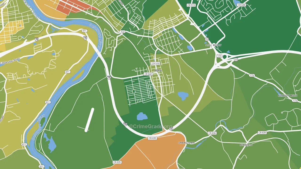 Alpha, NJ Map of Murder Rates