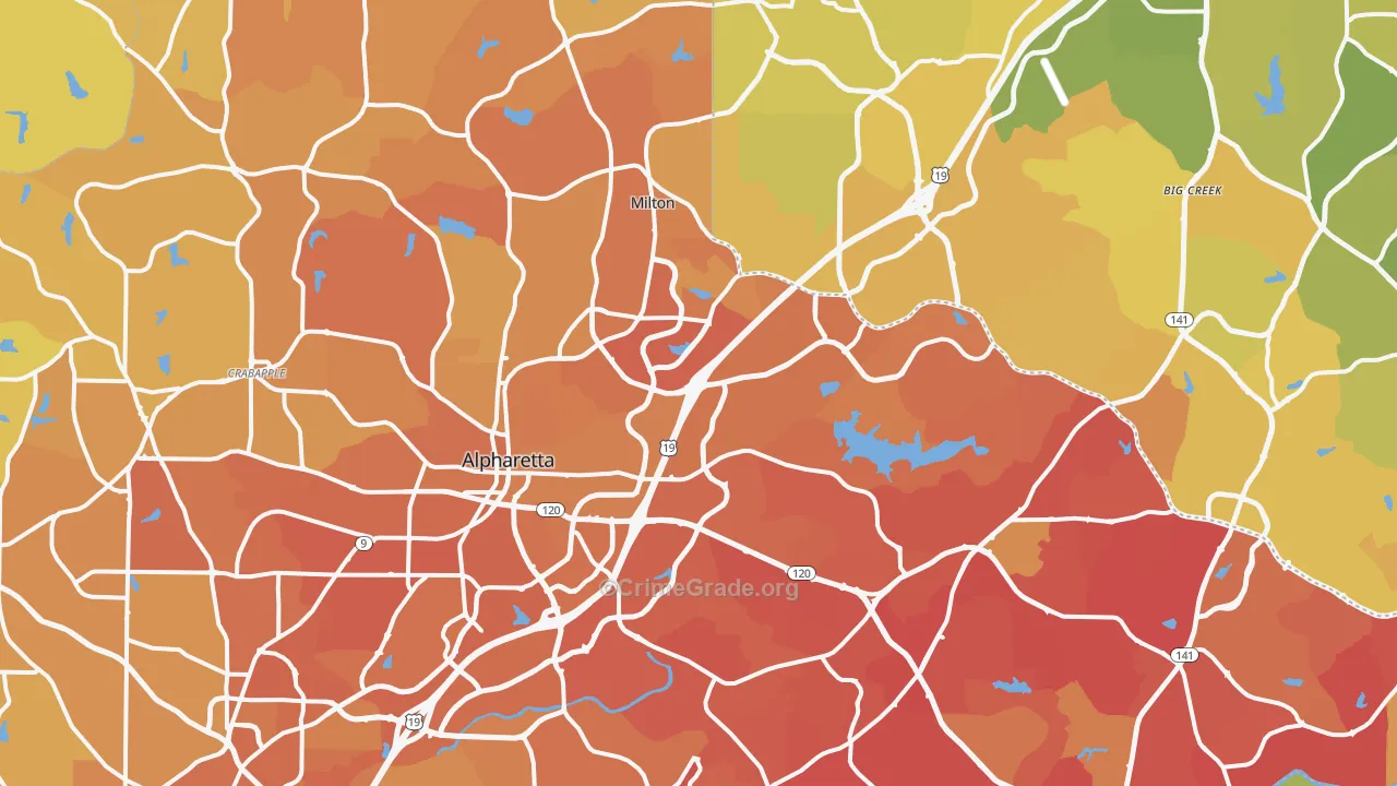 Alpharetta, GA Map of Murder Rates