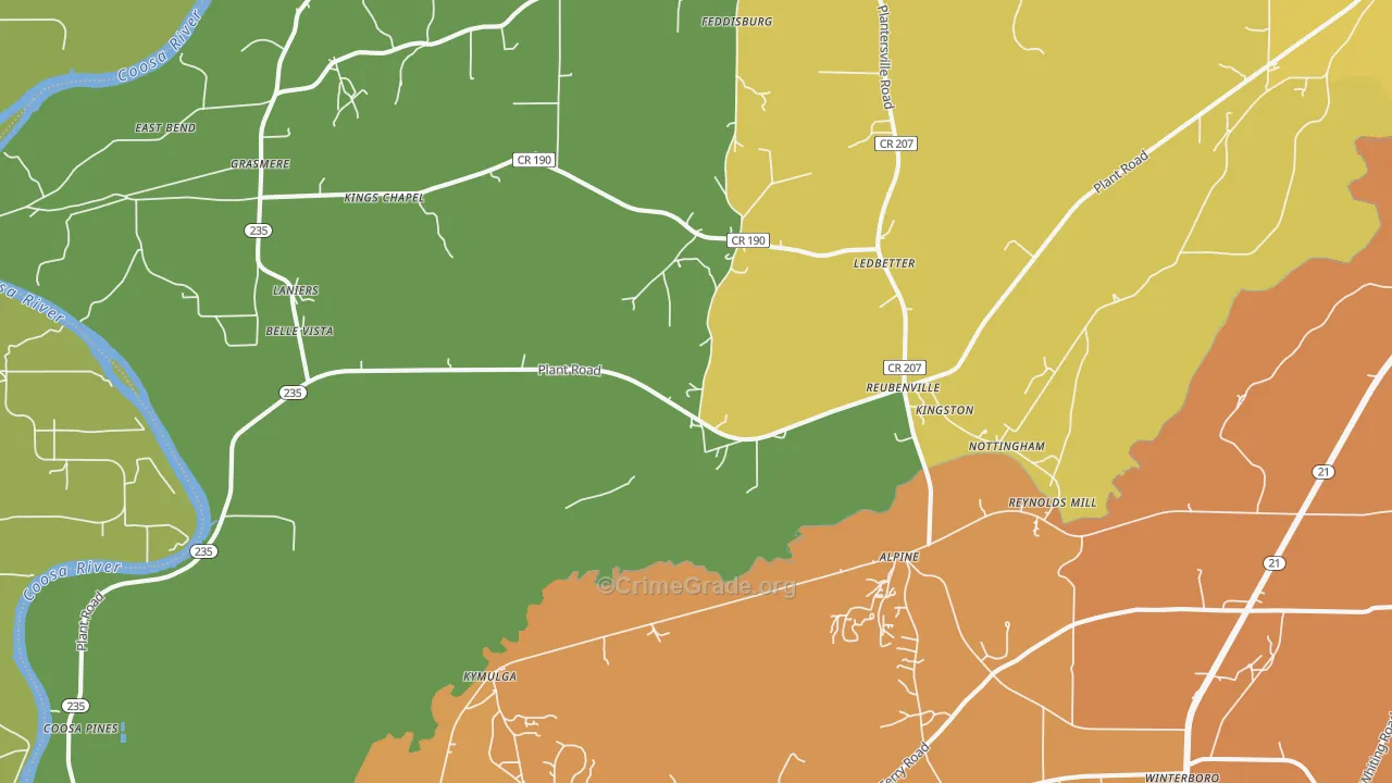 Alpine, AL Map of Murder Rates