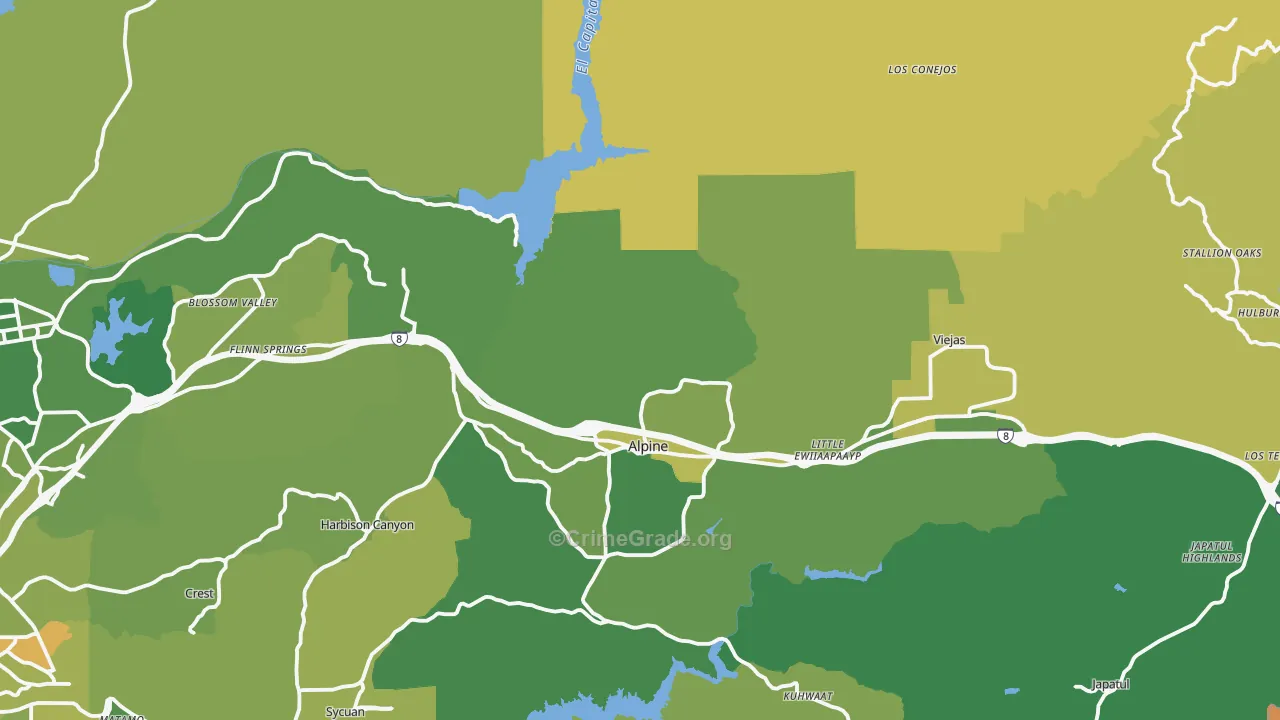 Alpine, CA Map of Murder Rates