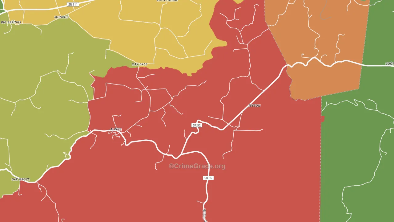 Alpine, TN Map of Murder Rates