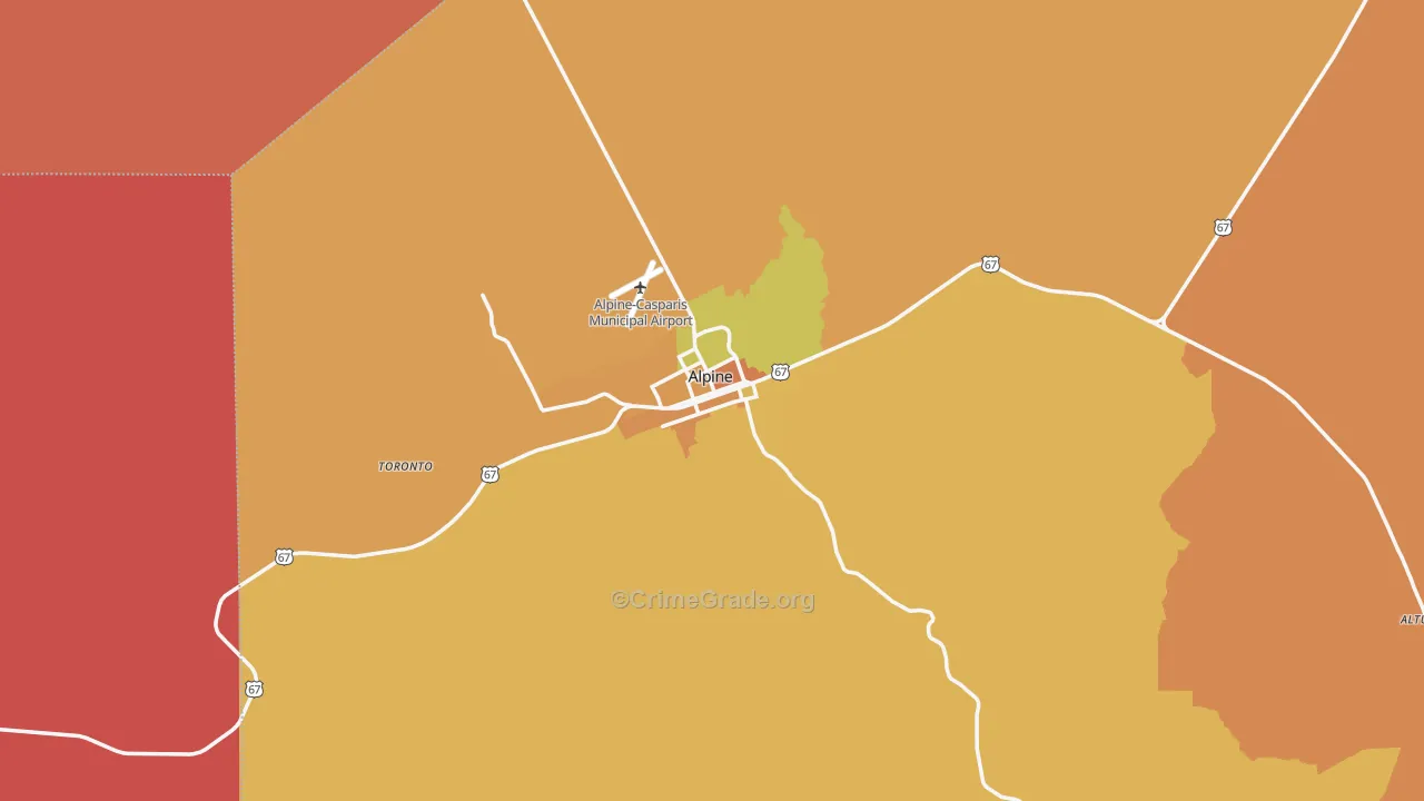 Alpine, TX Map of Murder Rates