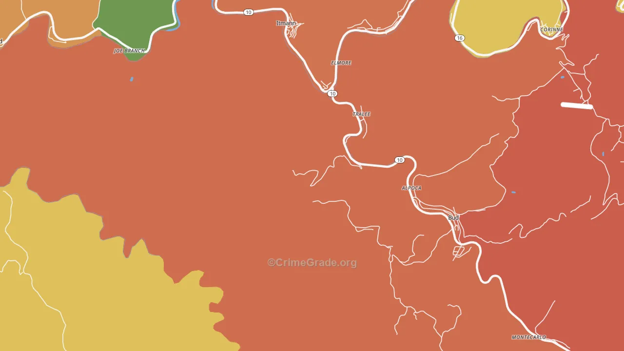 Alpoca, WV Map of Murder Rates