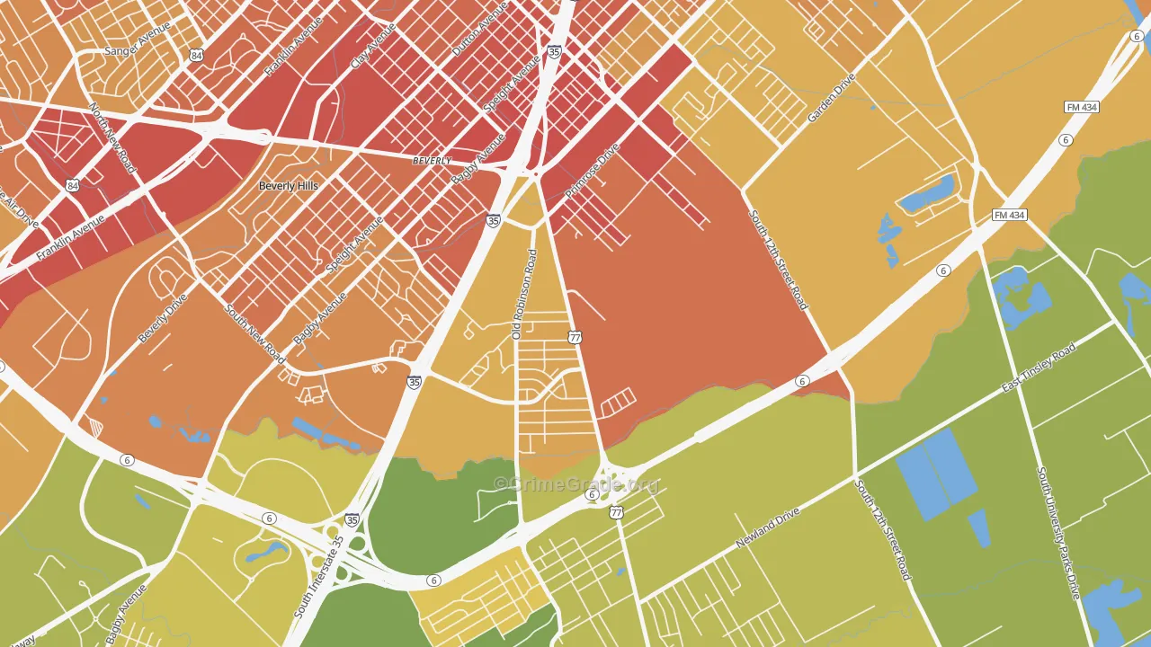 Alta Vista-Waco, Waco, TX Map of Murder Rates
