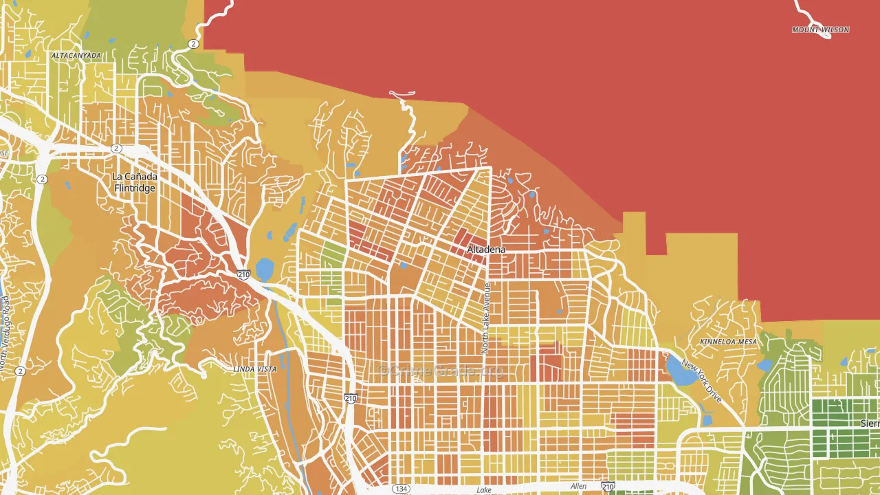 Altadena, CA Map of Murder Rates
