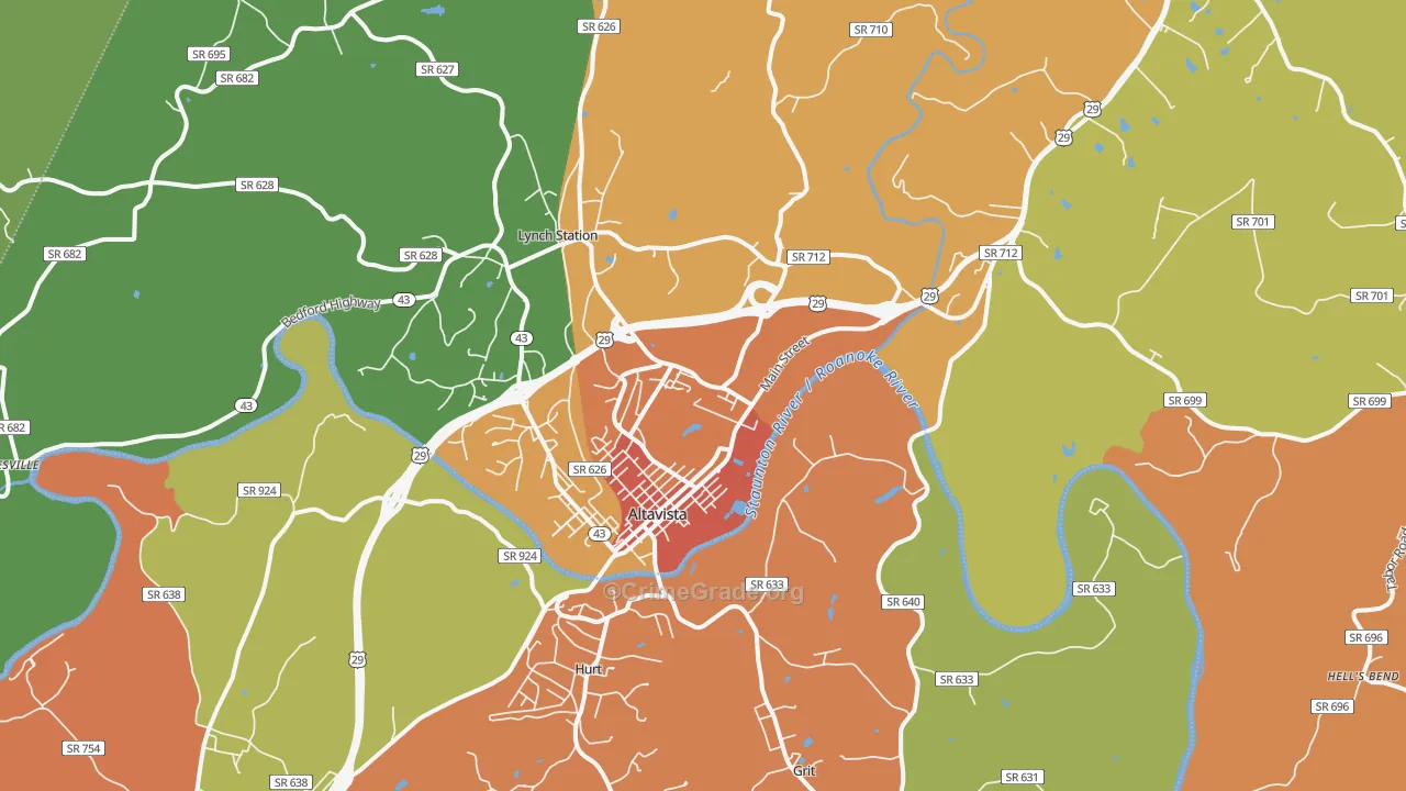 Altavista, VA Map of Murder Rates