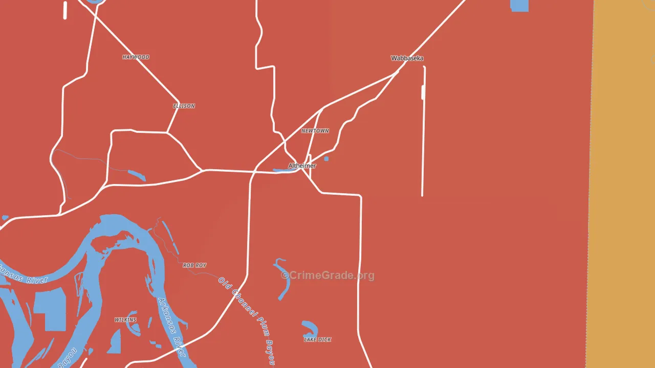 Altheimer, AR Map of Murder Rates