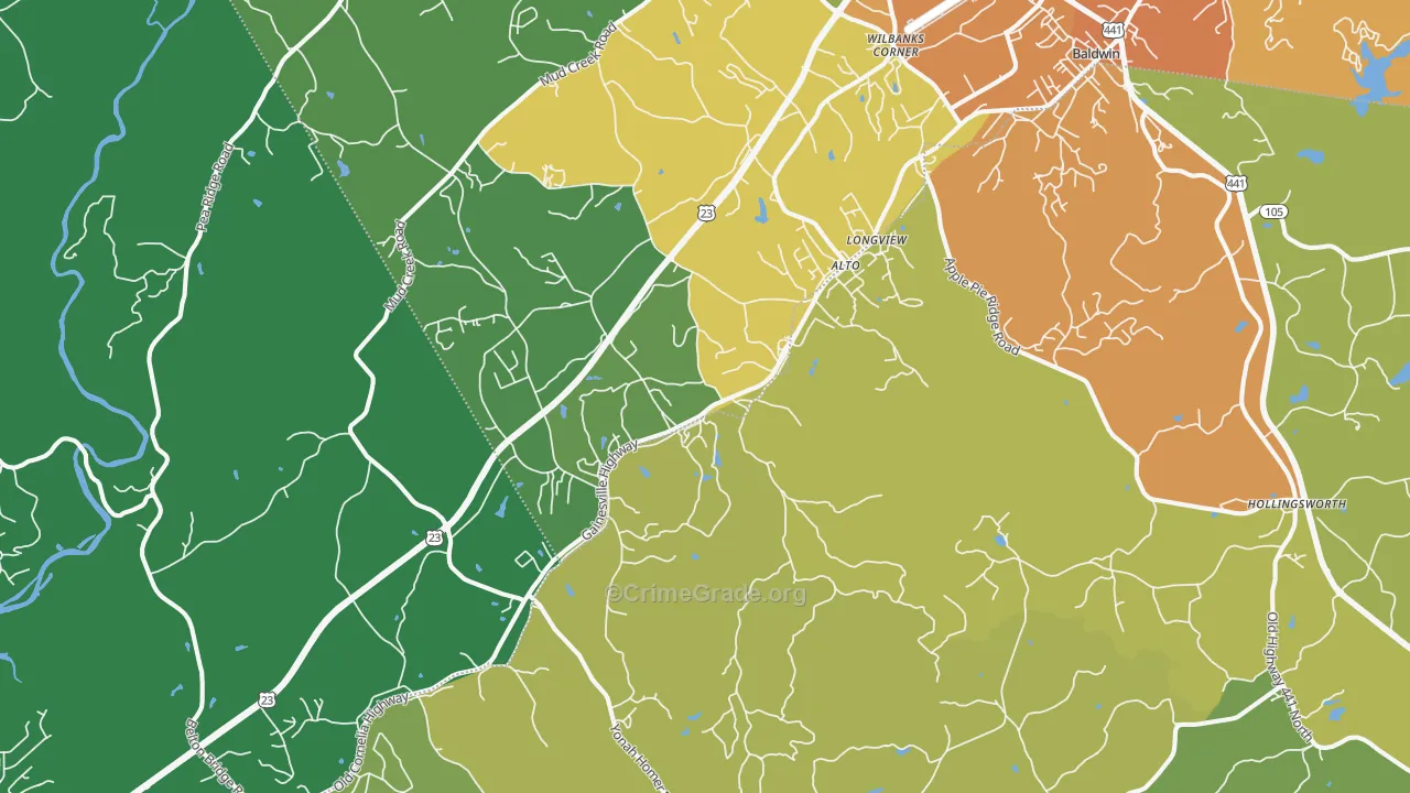 Alto, GA Map of Murder Rates