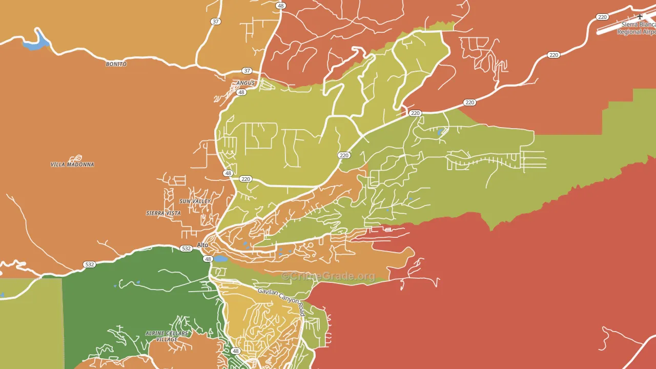 Alto, NM Map of Murder Rates