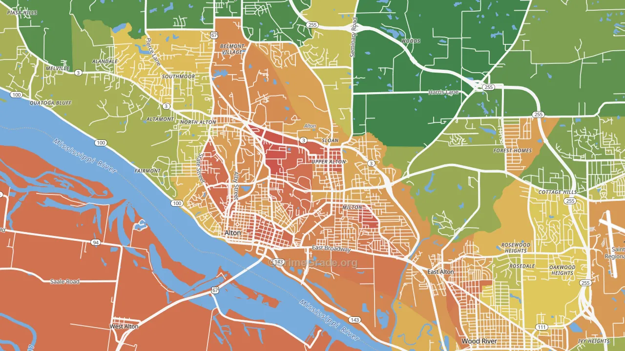 Alton, IL Map of Murder Rates