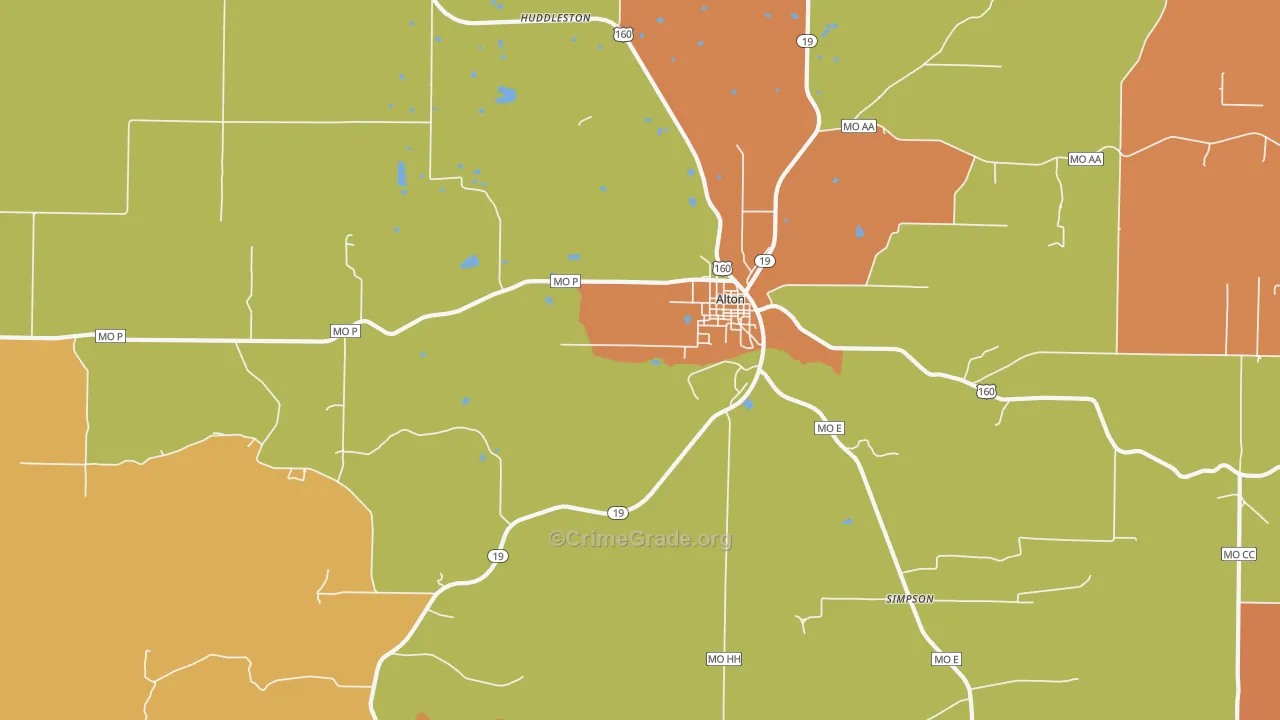 Alton, MO Map of Murder Rates