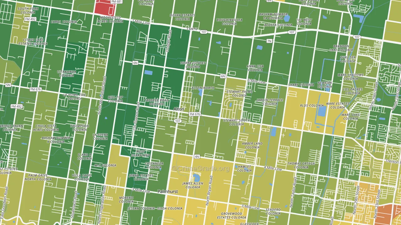 Alton, TX Map of Murder Rates