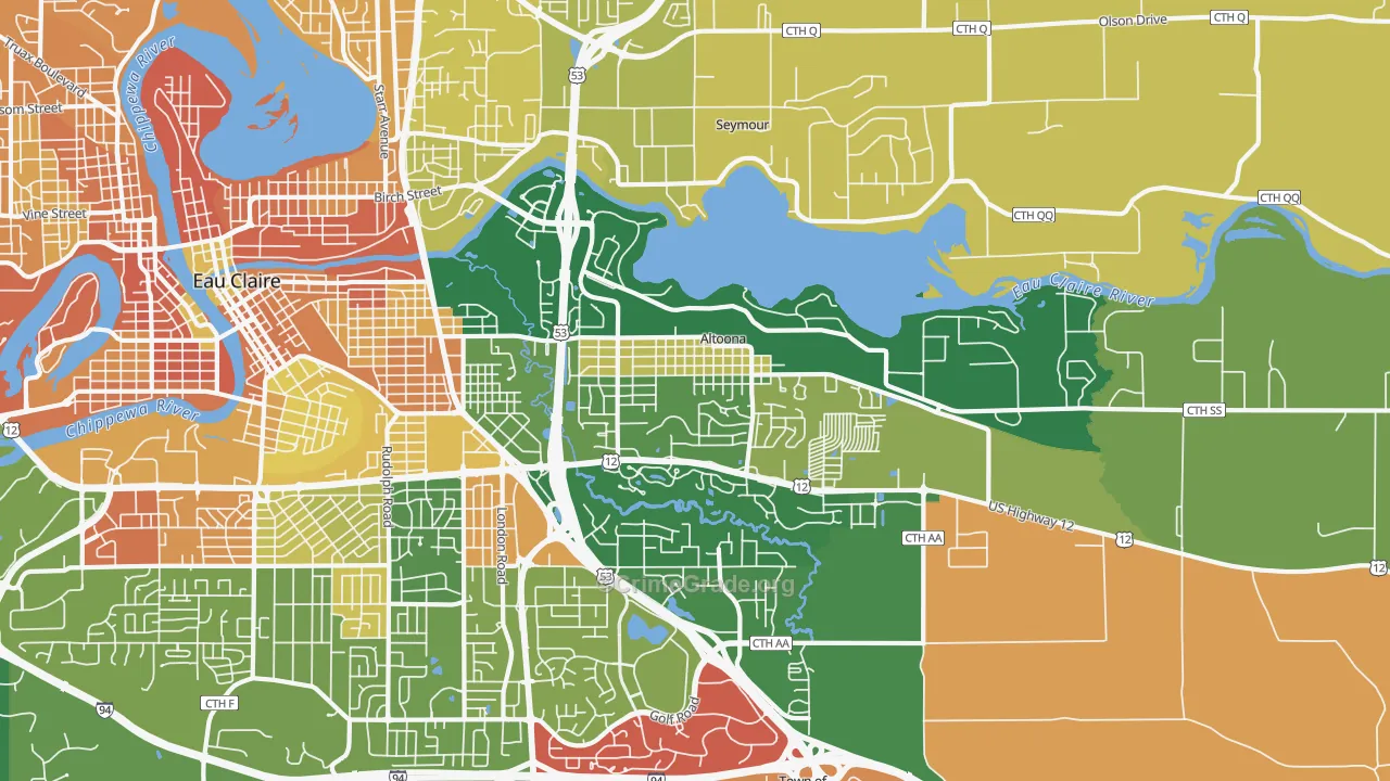Altoona, WI Map of Murder Rates