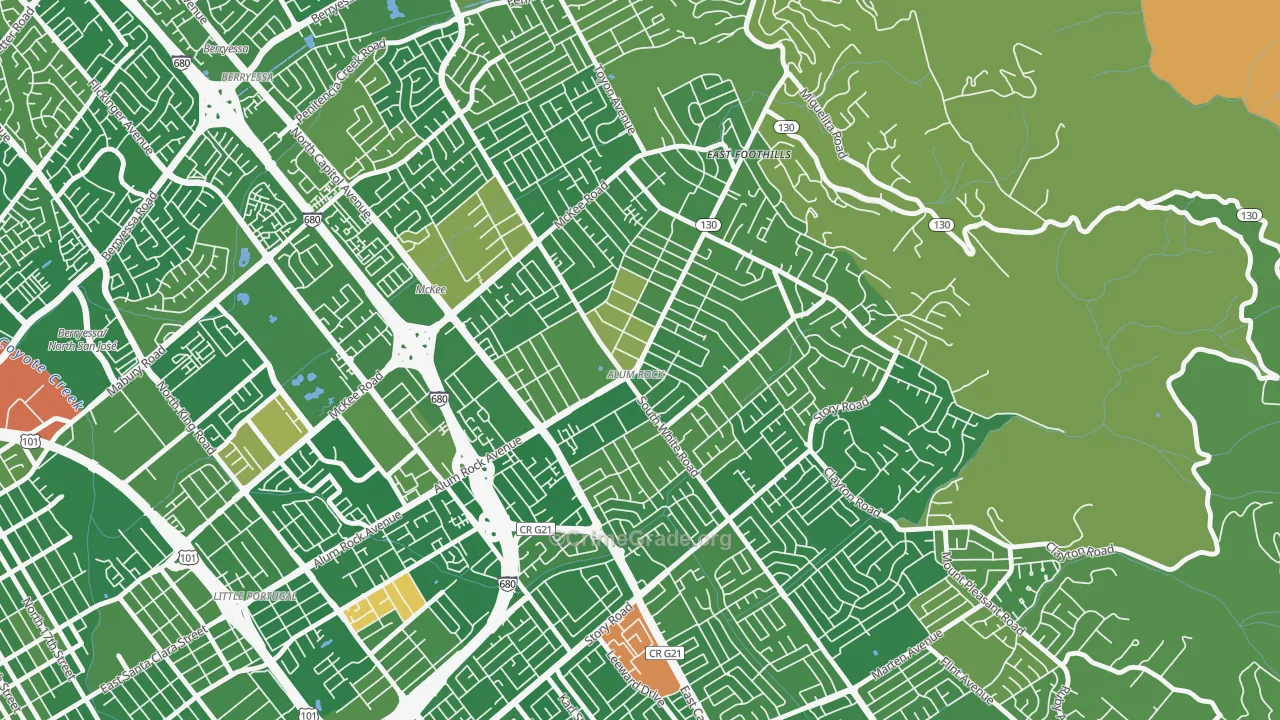 Alum Rock, CA Map of Murder Rates
