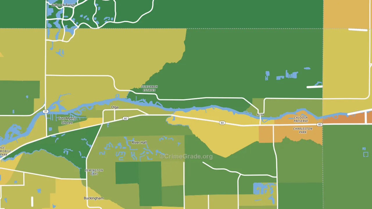 Alva, FL Map of Murder Rates