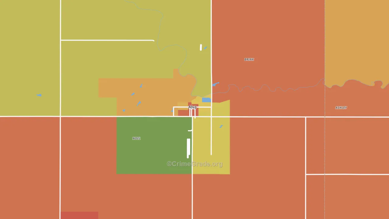Alva, OK Map of Murder Rates