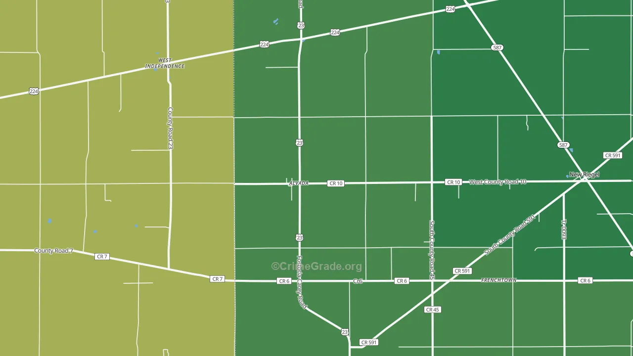 Alvada, OH Map of Murder Rates