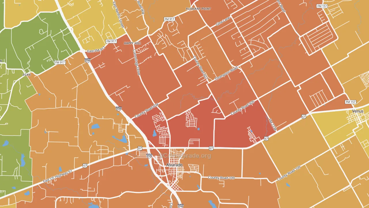 Alvarado, TX Map of Murder Rates