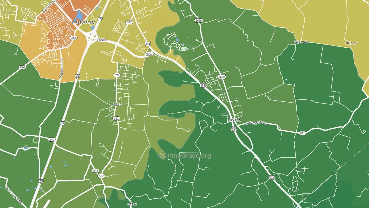 Alvaton, KY Map of Murder Rates