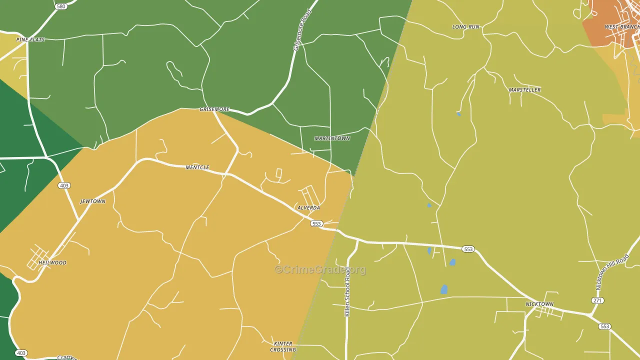 Alverda, PA Map of Murder Rates