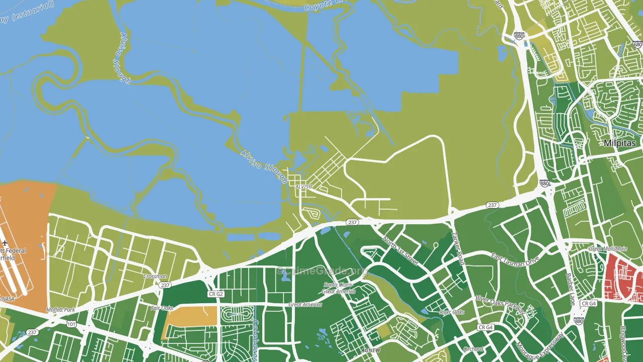 Alviso, CA Map of Murder Rates