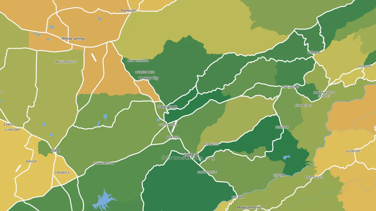 Amador County, CA Map of Murder Rates