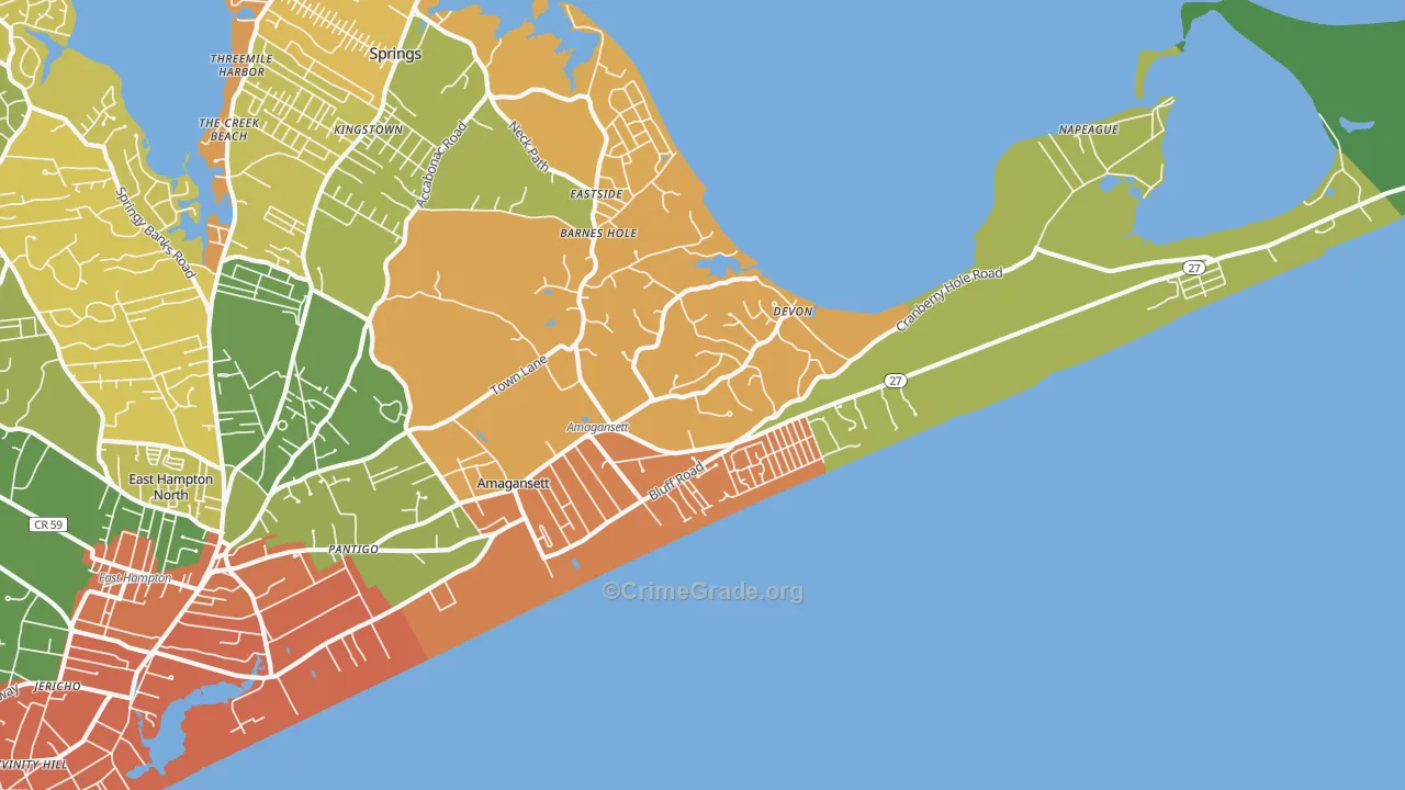 Amagansett, NY Map of Murder Rates