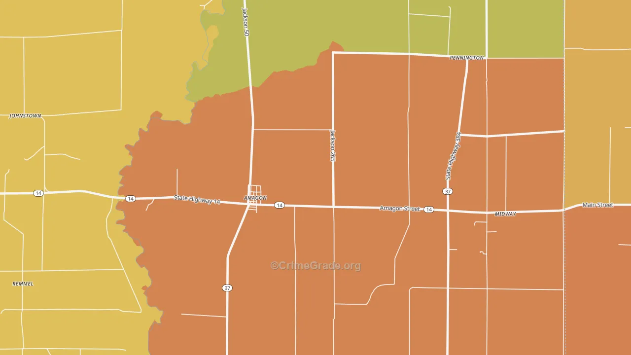 Amagon, AR Map of Murder Rates