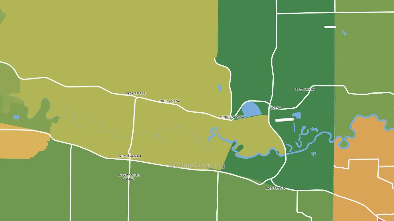 Amana, IA Map of Murder Rates