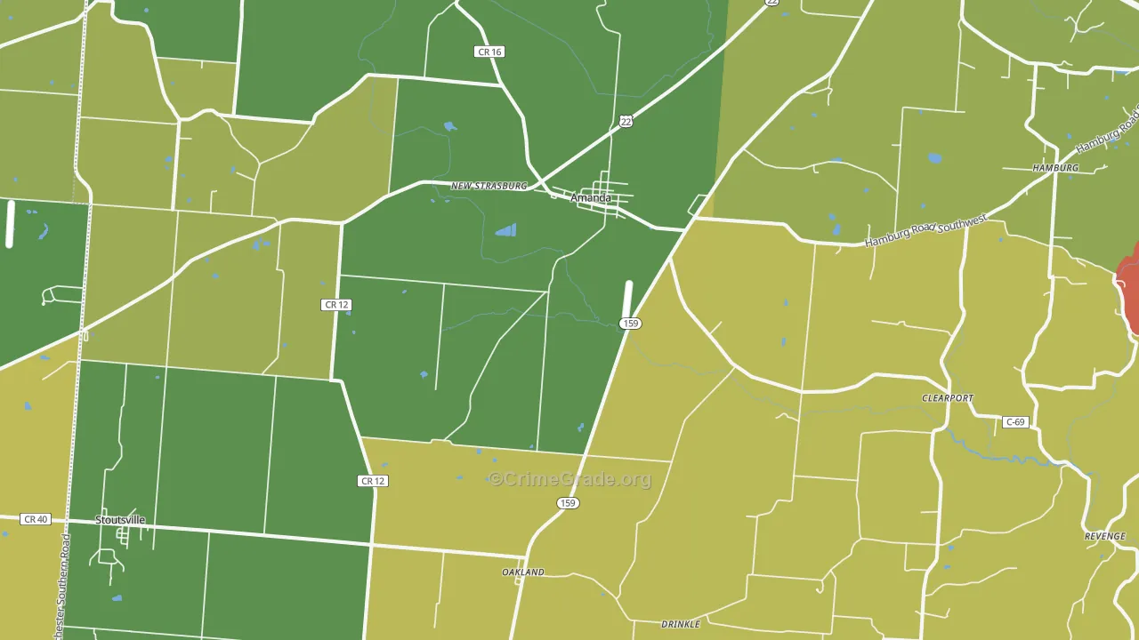 Amanda, OH Map of Murder Rates