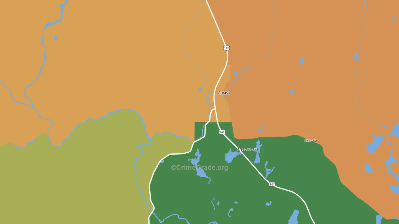 Amasa, MI Map of Murder Rates