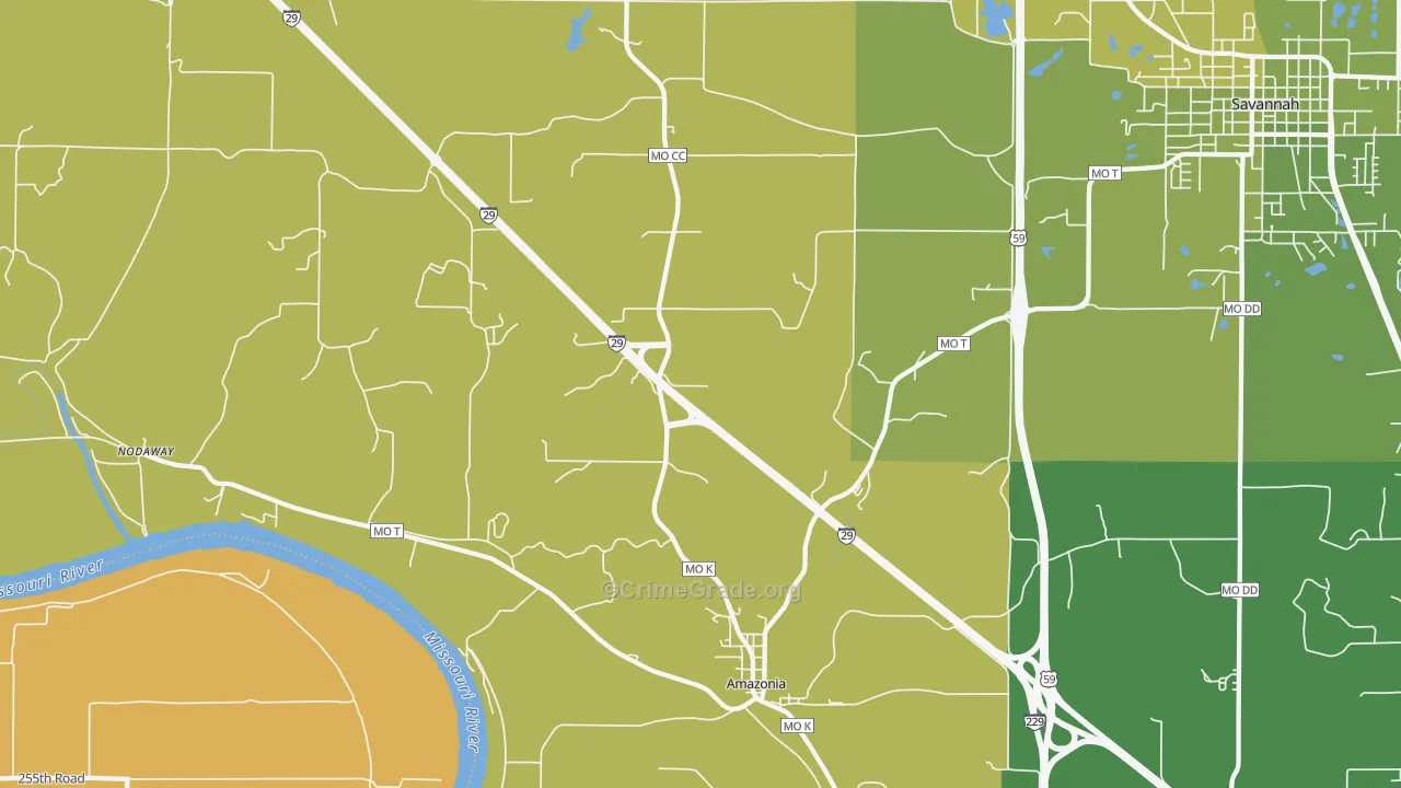 Amazonia, MO Map of Murder Rates