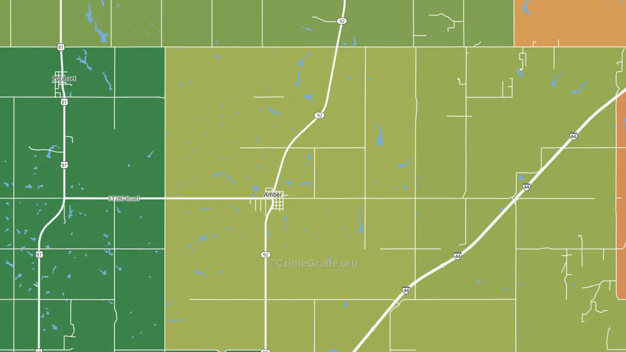 Amber, OK Map of Murder Rates