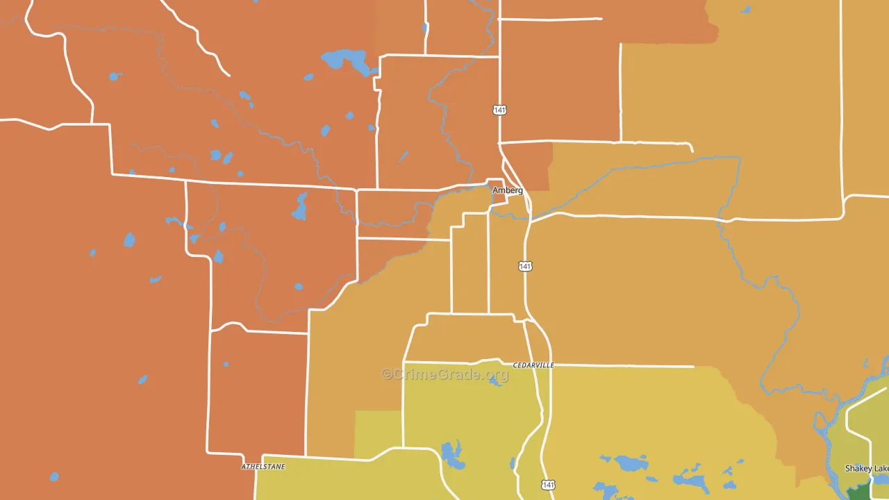 Amberg, WI Map of Murder Rates