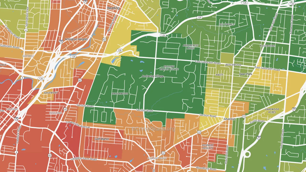 Amberley, OH Map of Murder Rates