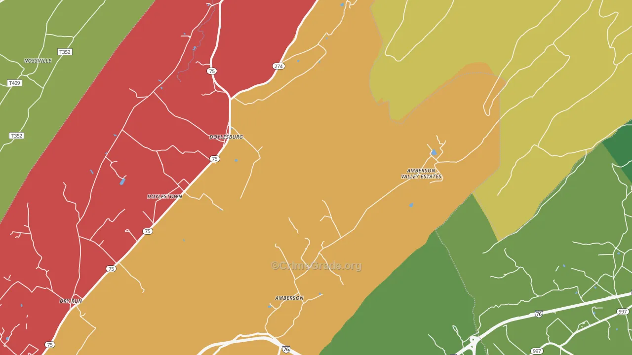 Amberson, PA Map of Murder Rates