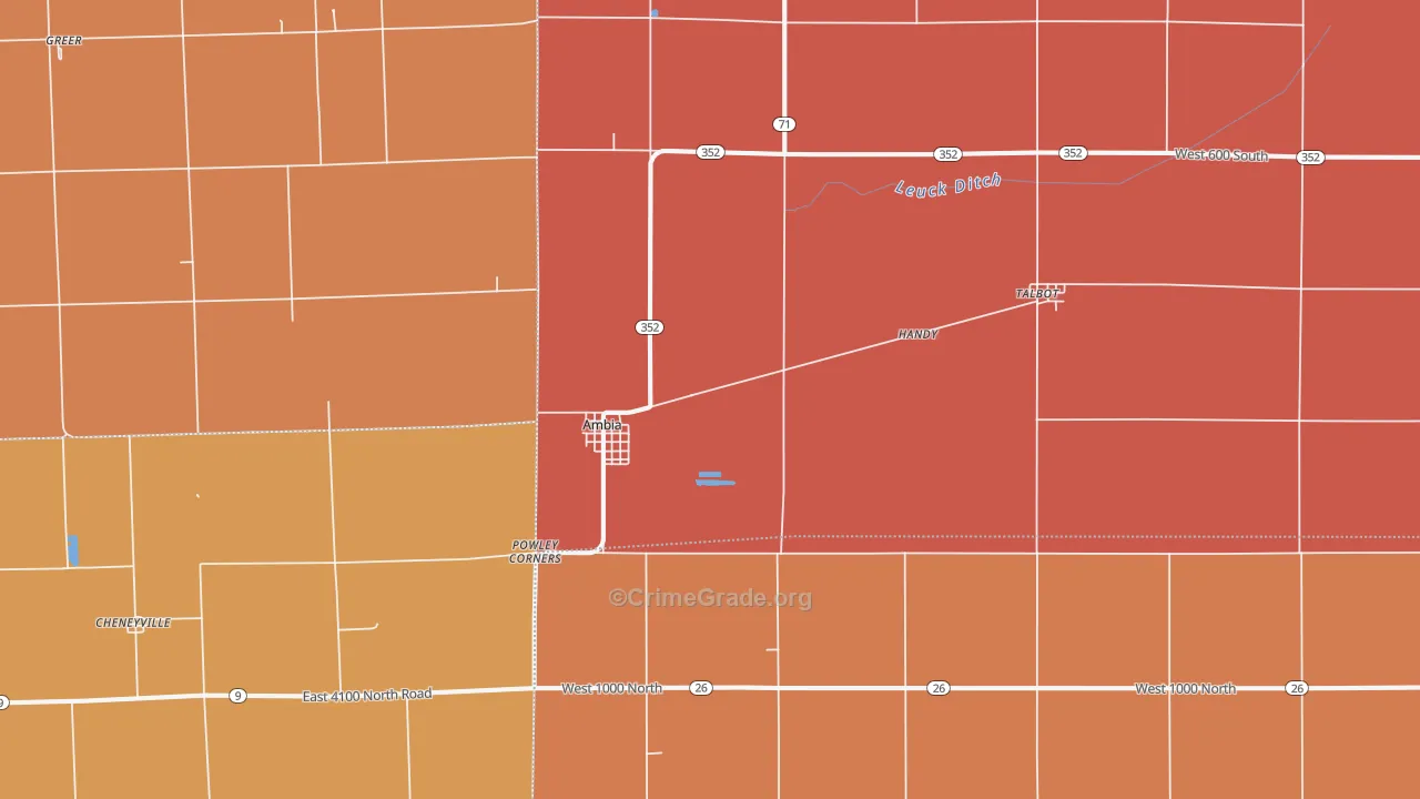 Ambia, IN Map of Murder Rates