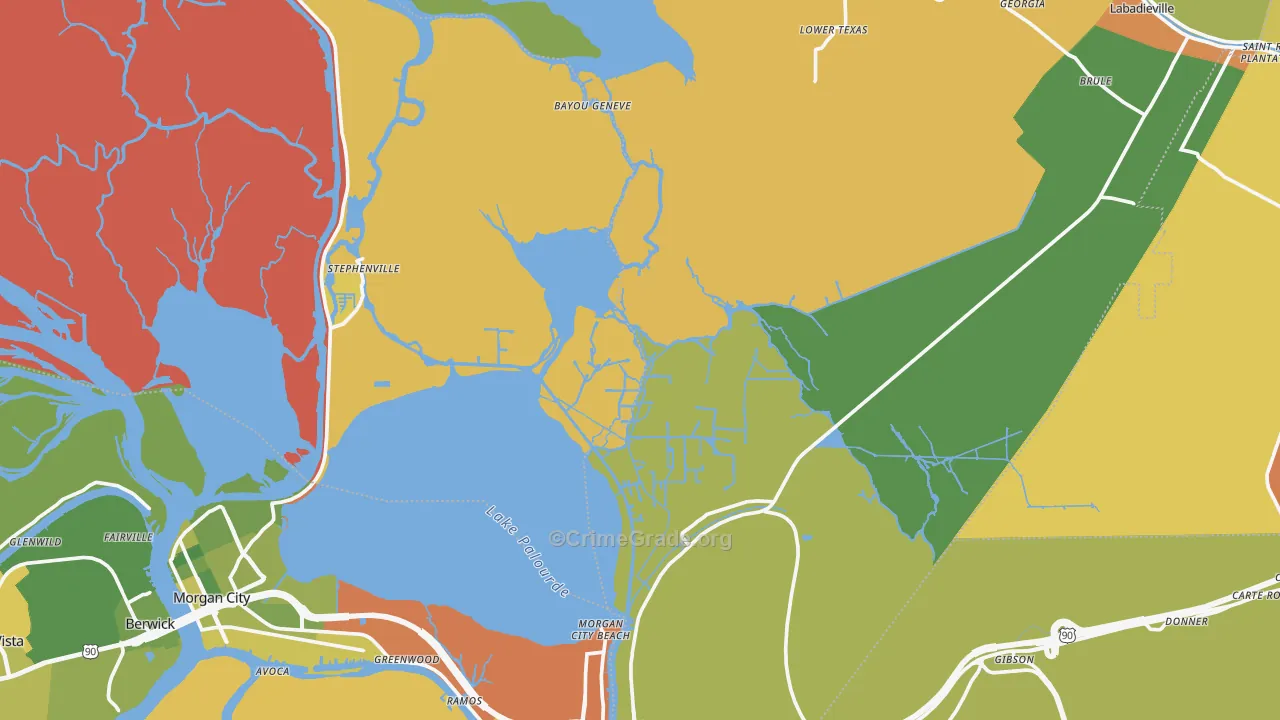 Amelia, LA Map of Murder Rates